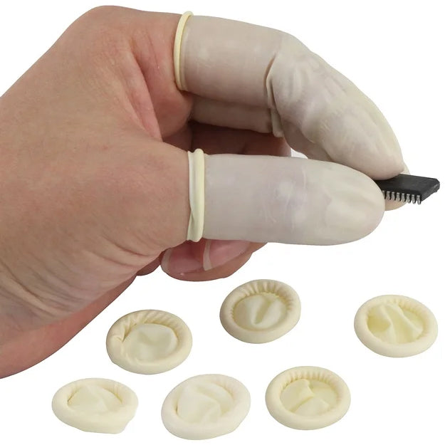 100 Pack Disposable Latex Fingertip Covers, ESD Protective for Handling Electrical Components