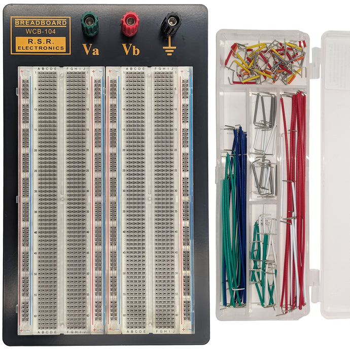 Premium 1,660 Tie Point Solderless Clear Breadboard with 140 Piece Jumper Wire Kit, 3 Binding Posts, Metal Backing (8.7