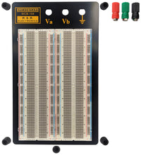 Load image into Gallery viewer, Premium 1,660 Tie Point Solderless Clear Breadboard with 140 Piece Jumper Wire Kit, 3 Binding Posts, Metal Backing (8.7&quot; x 5.9&quot;)
