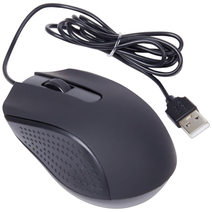 Ambidextrous USB Optical Mouse with 3 Buttons & Scroll Wheel (Black Color)