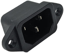 Load image into Gallery viewer, IEC Power Connector, IEC C14 Inlet, 10A, 250 VAC, Quick Connect, Snap-In, Flange Mount
