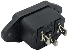 Load image into Gallery viewer, IEC Power Connector, IEC C14 Inlet, 10A, 250 VAC, Quick Connect, Snap-In, Flange Mount
