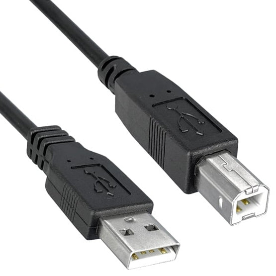 Black 6-inch USB 2.0 Type A Male to Type B Male Cable