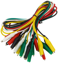 Load image into Gallery viewer, 10 Piece Set of Alligator Test Leads, 20&quot; Long, 5 Colors (Red, Black, Yellow, White, Green)
