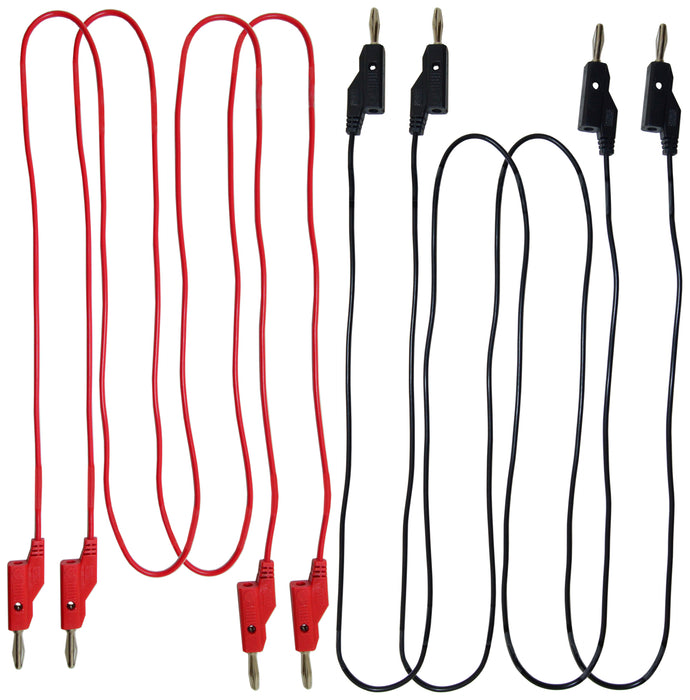 2 Pack of Red and Black Banana to Banana Test Lead Sets - 18 Gauge, 48