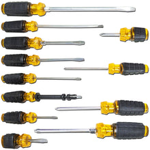 Load image into Gallery viewer, 12 Piece Magnetic Screwdriver Set - Includes 8 Slotted and 4 Phillips Screwdrivers with Rubber Grip and Anti-Roll Handles
