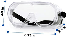 Load image into Gallery viewer, Splashproof Clear Safety Goggles with Adjustable Strap, Clear Lens with Splash Shield for Eye Protection
