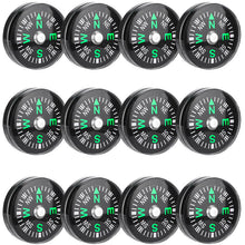 Load image into Gallery viewer, 12 Pack 20mm Button Compass for DIY Paracord Survival Bracelets, Camping, Hiking
