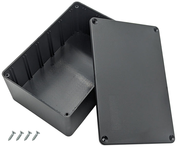 Black Plastic Enclosure Project Box with Lid and Screws, 5.89