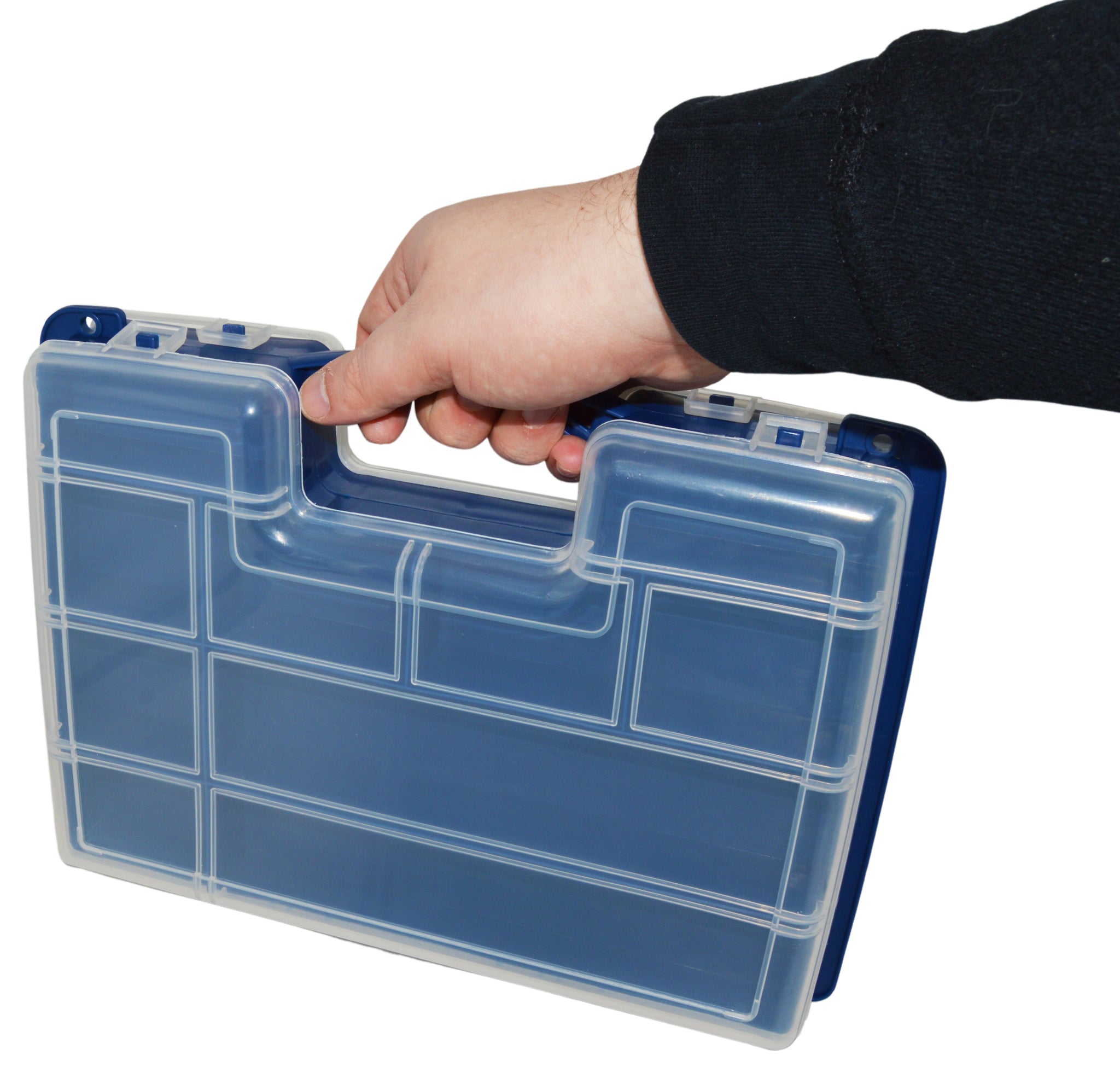 12 Compartment Plastic Storage Box with Hinged Snap-Close Lid