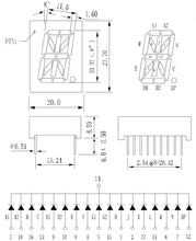 Load image into Gallery viewer, 0.8 inch (20mm) 16 Segment Single Digit Alphanumeric Display, Red, Common Cathode
