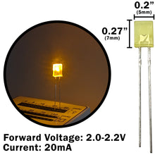 Load image into Gallery viewer, Yellow Rectangular LED, Diffused Lens (5mm x 2mm x 7mm)
