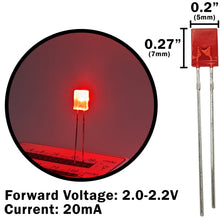 Load image into Gallery viewer, Red Rectangular LED, Diffused Lens (5mm x 2mm x 7mm)
