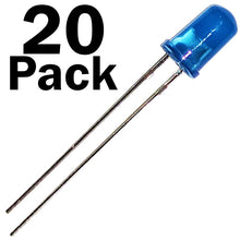 Load image into Gallery viewer, 20 Pack Blue Diffused Lens LEDs, 5mm Diameter Round Bulb, 2-Pin Light Emitting Diodes (2.8V to 3.6V, 20mA)
