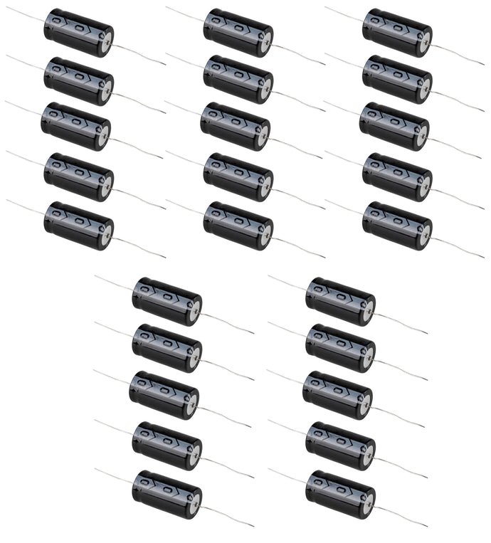 25 Pack 50V 100µF Aluminum Electrolytic Axial Lead Capacitor