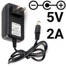 Load image into Gallery viewer, 5 Volt DC, 2 Amp Power Wall Adapter with 5.5mm Barrel Jack, 2.1mm Inner Diameter (Center Positive)
