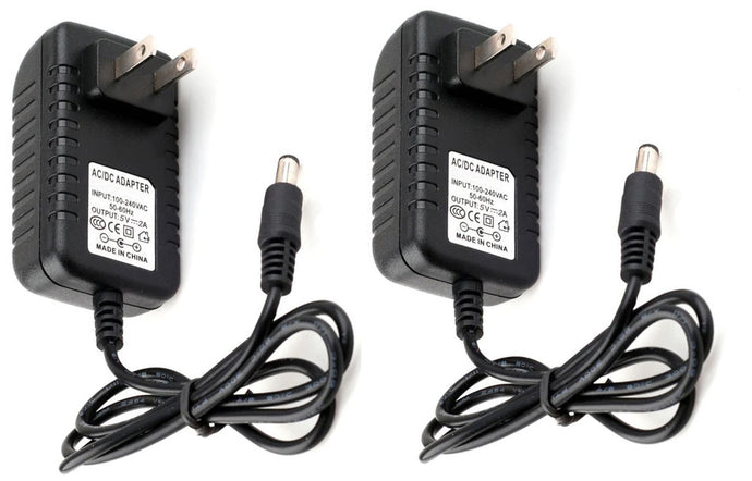 2 Pack of 5 Volt DC, 2 Amp Wall Power Adapter with 5.5mm Barrel Jack, 2.1mm Inner Diameter (Center Positive)