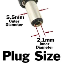 Load image into Gallery viewer, MG Electronics 9V DC 500mA Switching Power Supply, 2.1mm x 5.5mm Barrel Connector, Center Positive (MGT-9500SPS)
