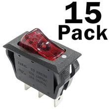 Load image into Gallery viewer, 15 Pack Lighted Rocker Switch, 20A 125VAC / 16A 250VAC, Fits 1.125&quot; x 0.66&quot; Panel Cutout
