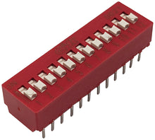 Load image into Gallery viewer, DIP Switch with 12 Switches, 24-Pin, SPST, Red Color, 32.6mm x 9.6mm x 7.4mm
