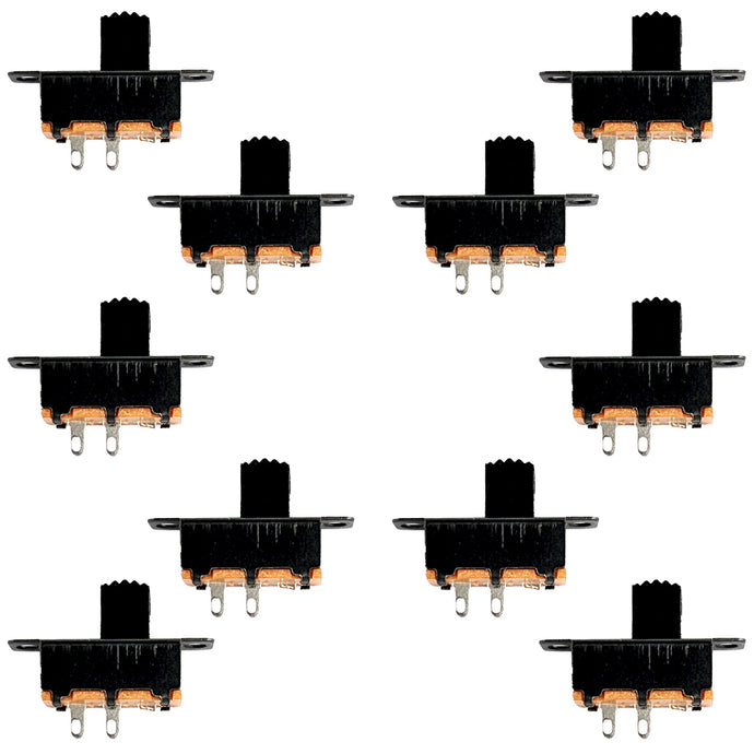 10 Pack Mini 15mm SPST Slide Switch with 2-Pin Solder Lug Termination