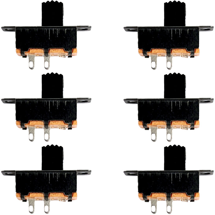 6 Pack Mini 15mm SPST Slide Switch with 2-Pin Solder Lug Termination