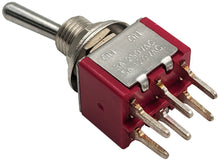 Load image into Gallery viewer, 10 Pack Miniature On-On DPDT Toggle Switch, 6-Pin PC Lead Termination
