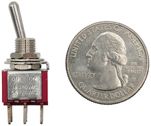 Load image into Gallery viewer, 10 Pack Miniature On-On DPDT Toggle Switch, 6-Pin PC Lead Termination
