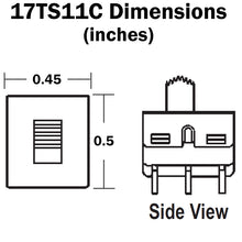 Load image into Gallery viewer, DPDT On-On Mini Slide Switch with PC Leads, 6 Pins (0.45&quot; x 0.50&quot;)
