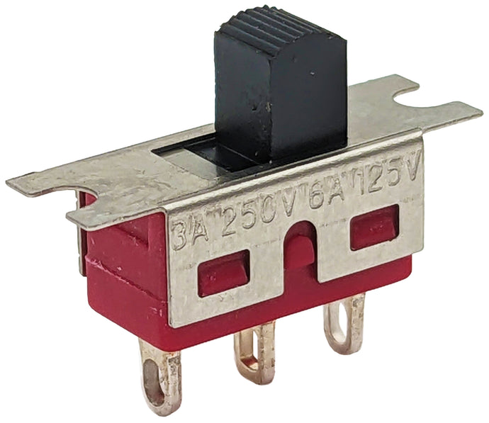 SPDT On-Off-On Mini Slide Switch with 3 Solder Lug Terminals (0.24