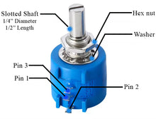 Load image into Gallery viewer, 10KΩ 2W Multiturn Potentiometer, 10 Turns, Slotted Shaft, Panel Mount
