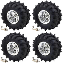 Load image into Gallery viewer, 4 Pack Dagu 120mm Spiked Rubber Wheels for RC / Robotics, 60mm Width, 4mm Axle
