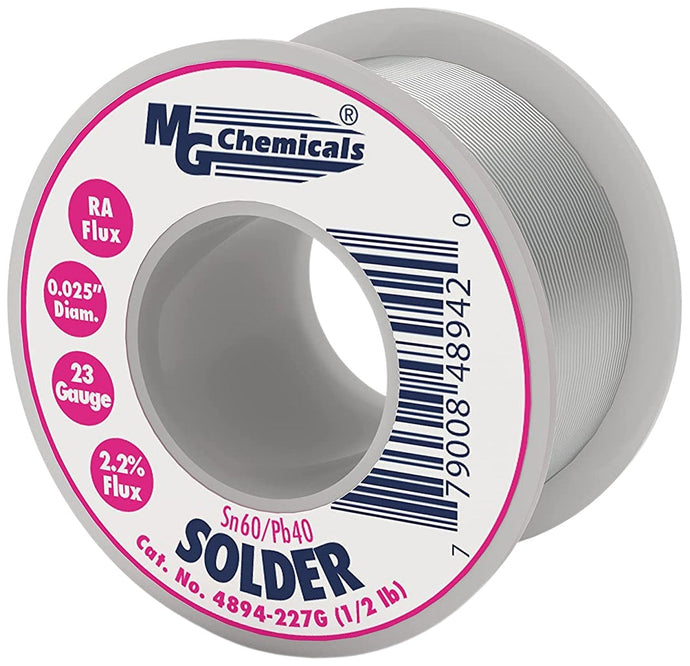 MG Chemicals 60/40 Rosin Core Leaded Solder, 0.025