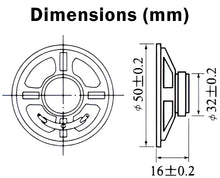 Load image into Gallery viewer, 2-inch Diameter Round Speaker, 0.25 Watt, 8 ohm
