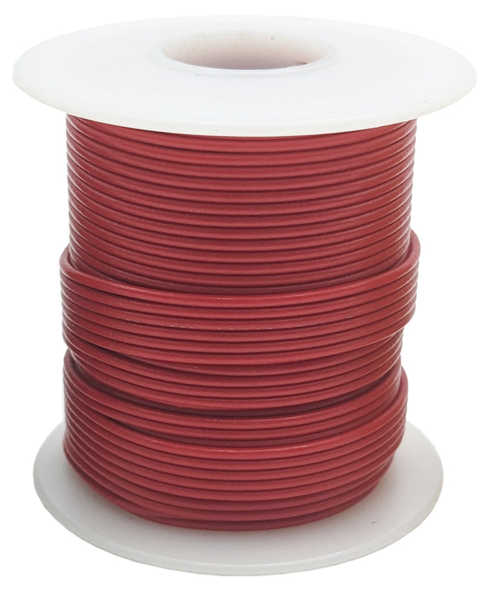 100 Feet Red 24 Gauge Solid Hook-Up Wire, Tinned Copper, PVC Insulation (Shade May Vary)