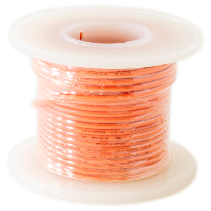 25 Feet Orange 22 Gauge Stranded Hook-Up Wire, Tinned Copper, PVC Insulation (Shade May Vary)