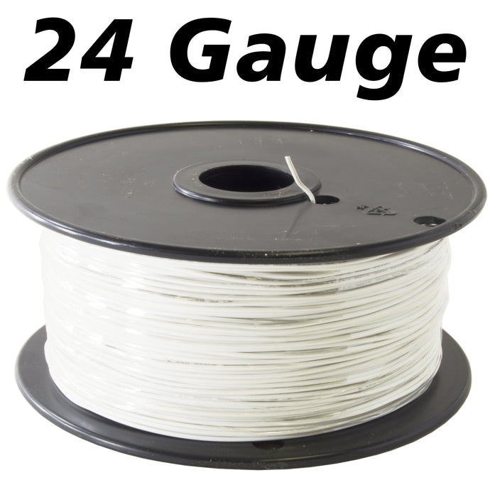 1,000 Feet White 24 Gauge Stranded Hook-Up Wire, Tinned Copper, PVC Insulation