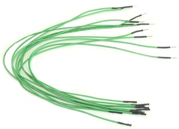 10 Pack 12-inch Male to Female Reinforced Jumper Wire, Green Color