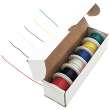 Load image into Gallery viewer, Solid 20 Gauge Hook Up Wire Kit - Includes 6 Different Color 25 Foot Spools, Tinned Copper, PVC Insulated
