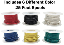 Load image into Gallery viewer, Solid 20 Gauge Hook Up Wire Kit - Includes 6 Different Color 25 Foot Spools, Tinned Copper, PVC Insulated
