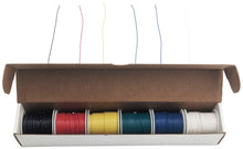 Load image into Gallery viewer, Solid 24 Gauge Hook Up Wire Kit - Includes 6 Different Color 100 Foot Spools, Tinned Copper, PVC Insulated
