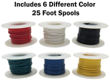 Load image into Gallery viewer, Stranded 26 Gauge Hook Up Wire Kit - Includes 6 Different Color 25 Foot Spools, Tinned Copper, PVC Insulated
