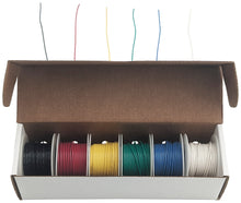 Load image into Gallery viewer, Solid 26 Gauge Hook Up Wire Kit - Includes 6 Different Color 25 Foot Spools, Tinned Copper, PVC Insulated
