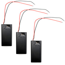 Load image into Gallery viewer, 3 Pack 9V Battery Holder with Cover, ON/OFF Switch, Red &amp; Black Wire Leads
