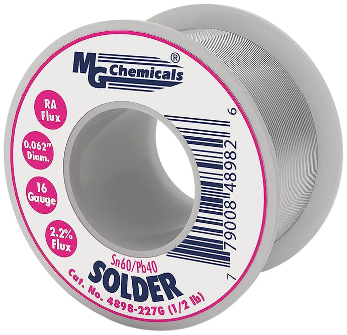 MG Chemicals 60/40 Rosin Core Leaded Solder, 0.062