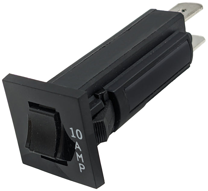 10A Thermal Circuit Breaker, 1 Pole, 250V AC / 32V DC, Snap-in Panel Mount with Push to Reset Actuator (W28-XQ1A-10)