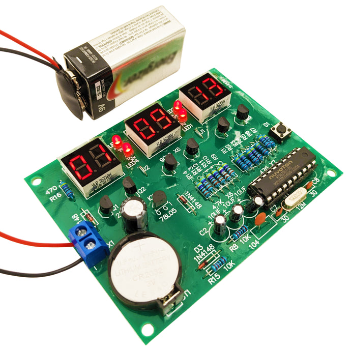 Assembled 24 Hour Digital Clock with Circuit Diagram (HH : MM : SS Display)