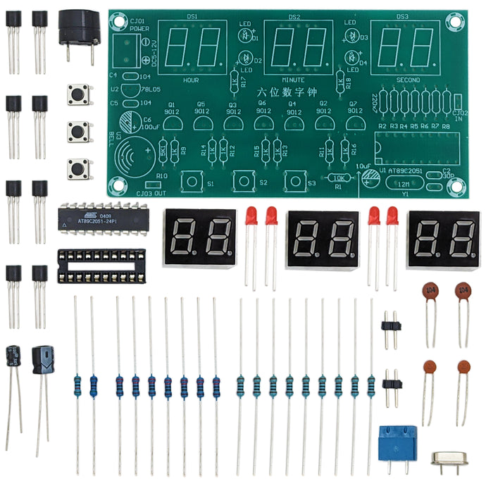 DIY Digital 24 Hour Clock Soldering Practice Kit (HH : MM : SS Display)