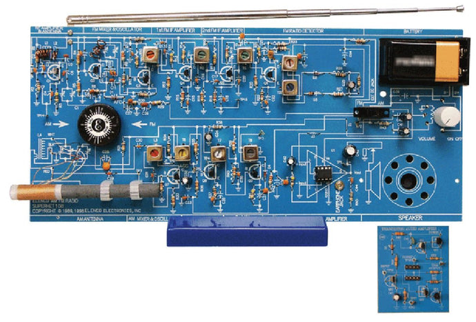 Elenco AM/FM Radio Kit | Switch Between ICs & Transistors | Great STEM Project | Superheterodyne Designed to AM and FM Broadcasts | SOLDERING REQUIRED (AMFM108CK)