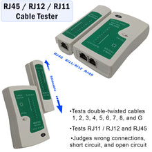 Load image into Gallery viewer, 9-in-1 Network Toolkit with RJ45 Ethernet Crimping Tool, Krone Type Punch Down Tool, Networking Cable Tester, RJ45 Connectors, and Wire Strippers with Carrying Case
